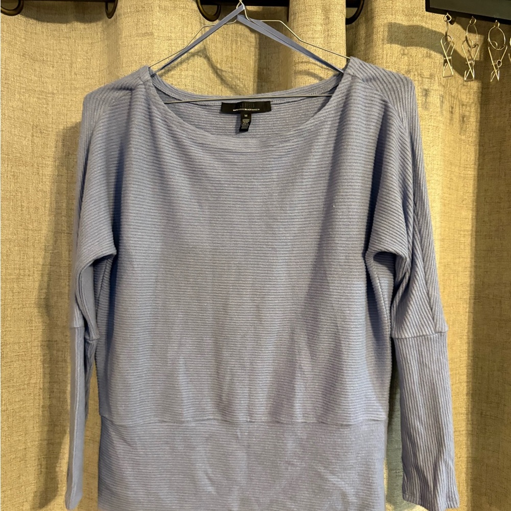 White House Black Market Blue Ribbed Top